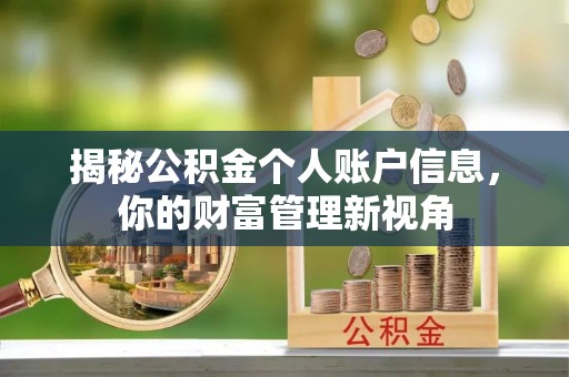 上蔡揭秘公积金个人账户信息，你的财富管理新视角